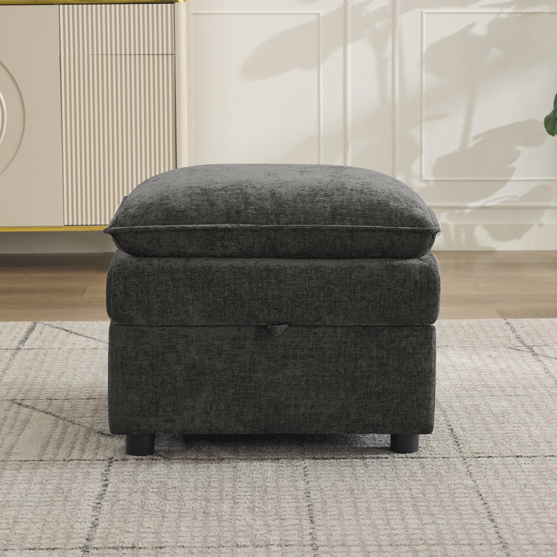 Repose-pieds carré avec rangement 27,2 po, Gris foncé