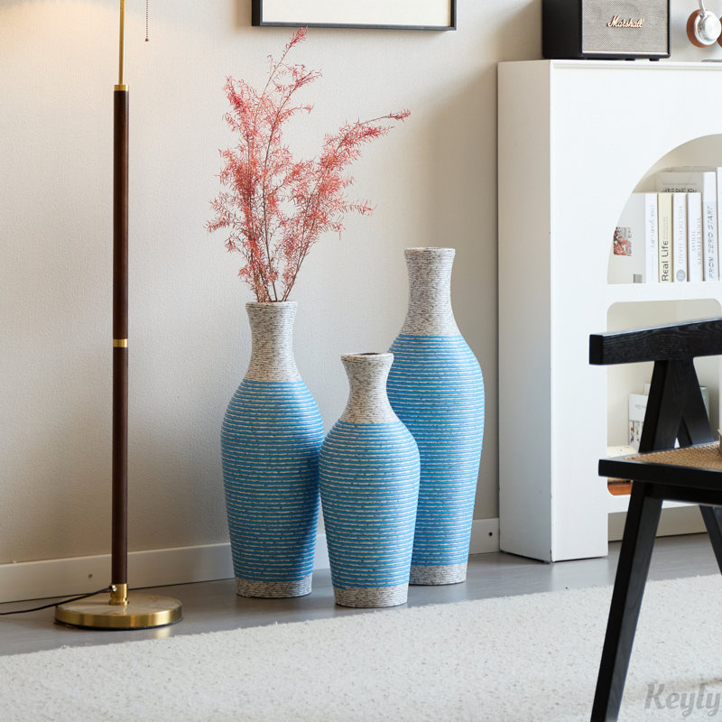 Ensemble de 3 vases de plancher Classic and Neat, Brun / Gris