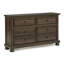 Commode contemporaine à 6 tiroirs avec finition noyer riche et système de glissement Kenlin