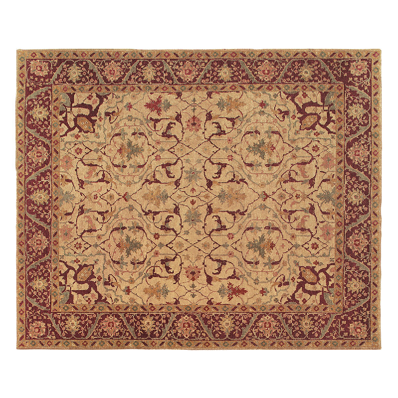 Samarkand Wool Oriental Area Rug in Beige/Red, Rectangle 8' x 10'