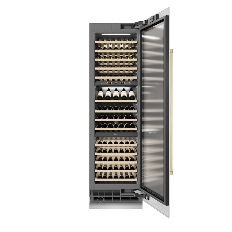 ZLINE Autograph 24 in. 12.4 cu. ft. Triple Zone 100 Bottle Column Wine Cooler and Accents, Bronze