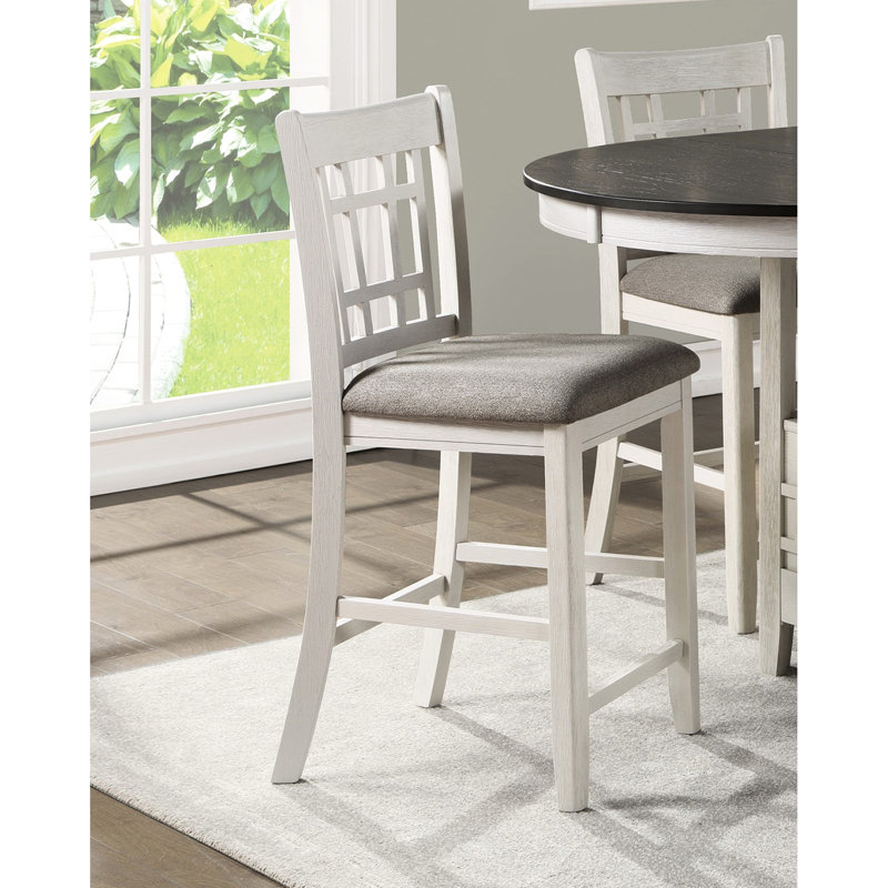 Chaises à hauteur de comptoir blanc antique avec cadre en bois 2pc, Blanc antique