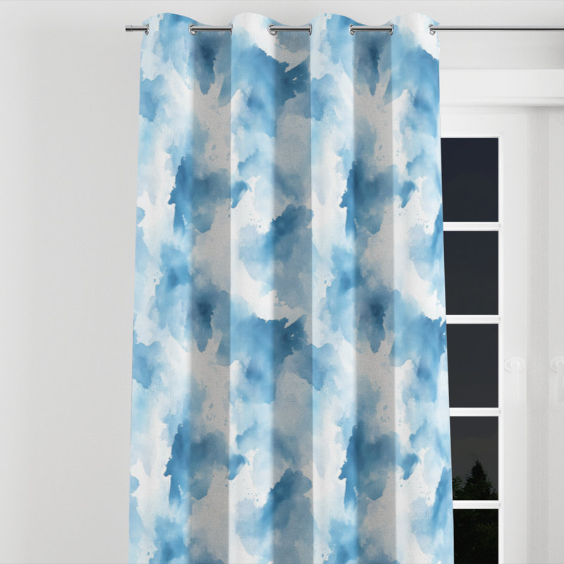 Abstract Curtains for bedroom - Modern Baese Grommet Curtain - 1 Panel, 52" W x 90" L, Silver Grommets