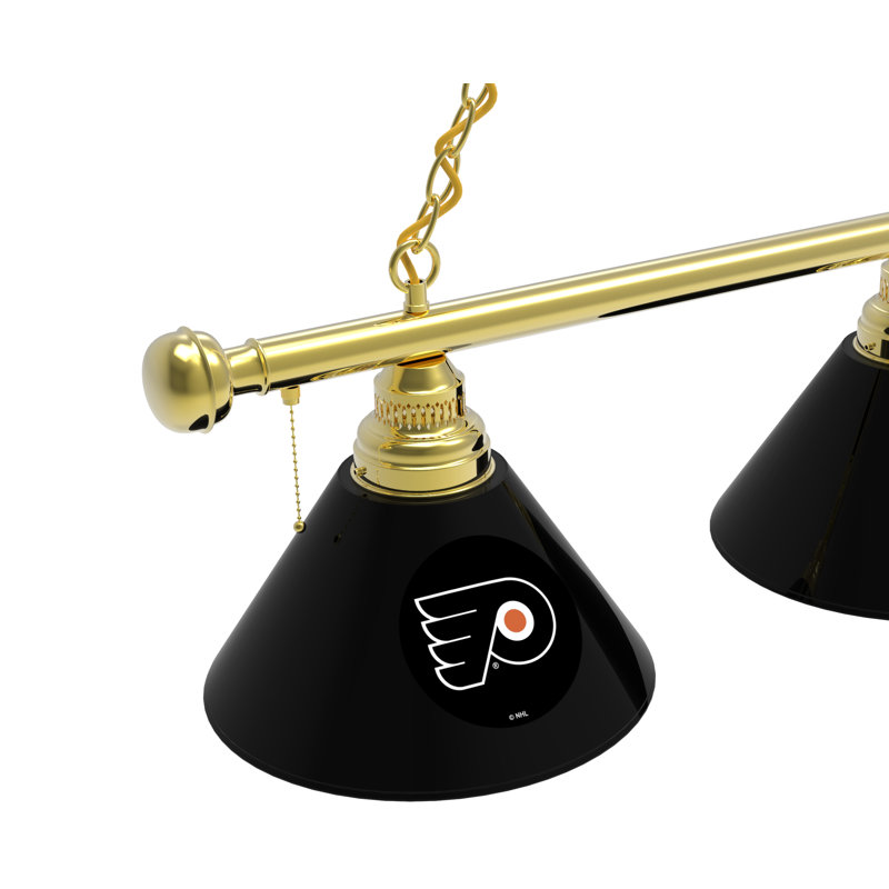 3 - Light Pool Table Lights Pendant, Brass, Philadelphia Flyers - Black