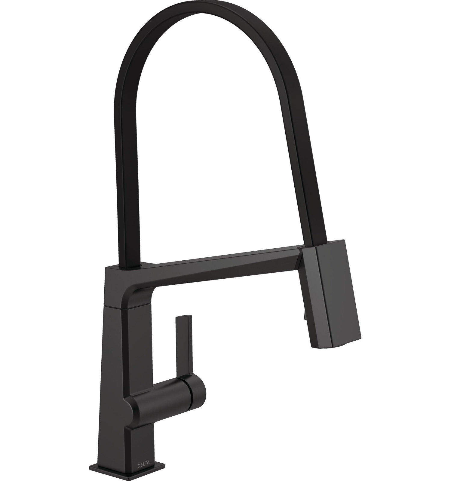 Pivotal Exposed Hose Kitchen Faucet, Matte Black