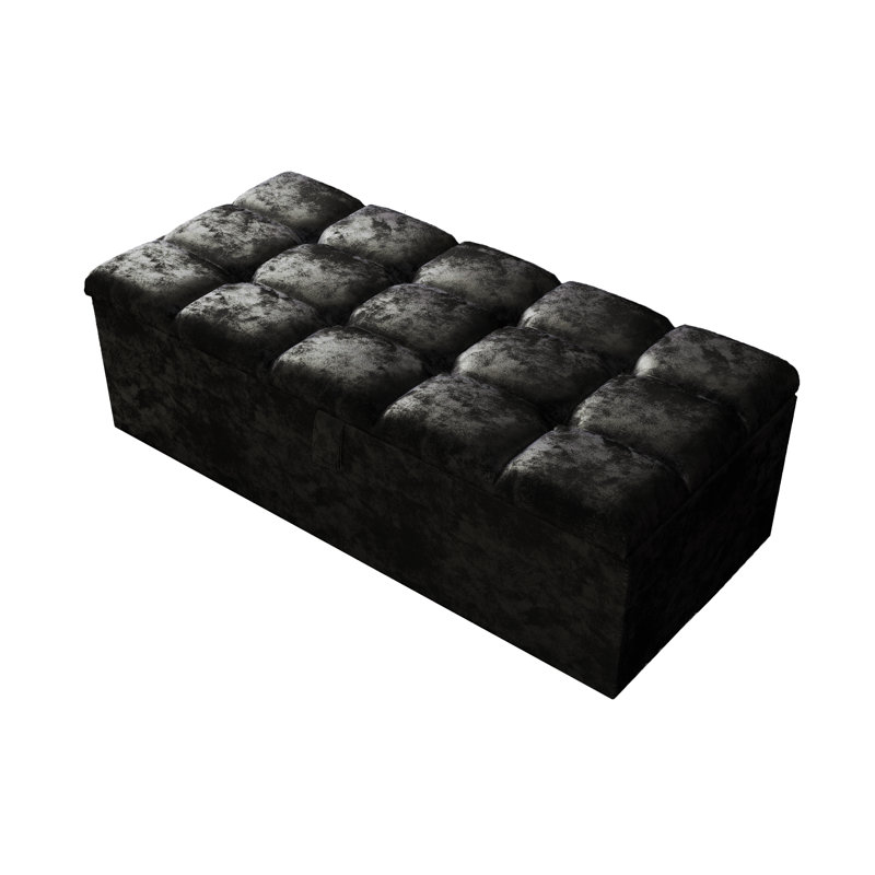Alaxander 102cm Wide Rectangle Geometric Standard Ottoman with Storage, Black