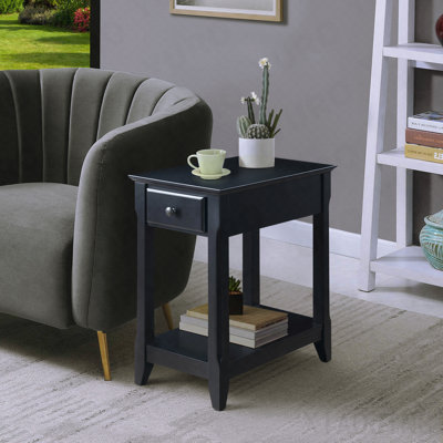 Table d'appoint noire avec tablette inférieure