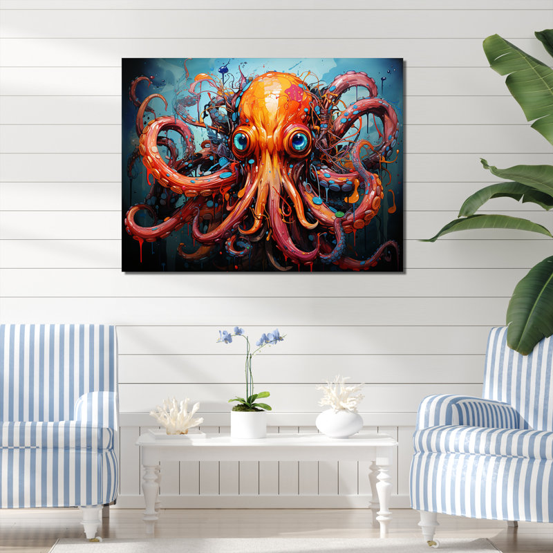 Octopus Expressionist Abyss, Toile tendue, H 24 po x l 32 po x P 1 po