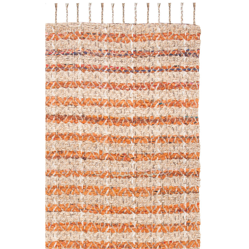 Abbie-Mae Hand Woven 0.7 Jute 0.3 Cotton Striped Rug, Rectangle 3' x 5'
