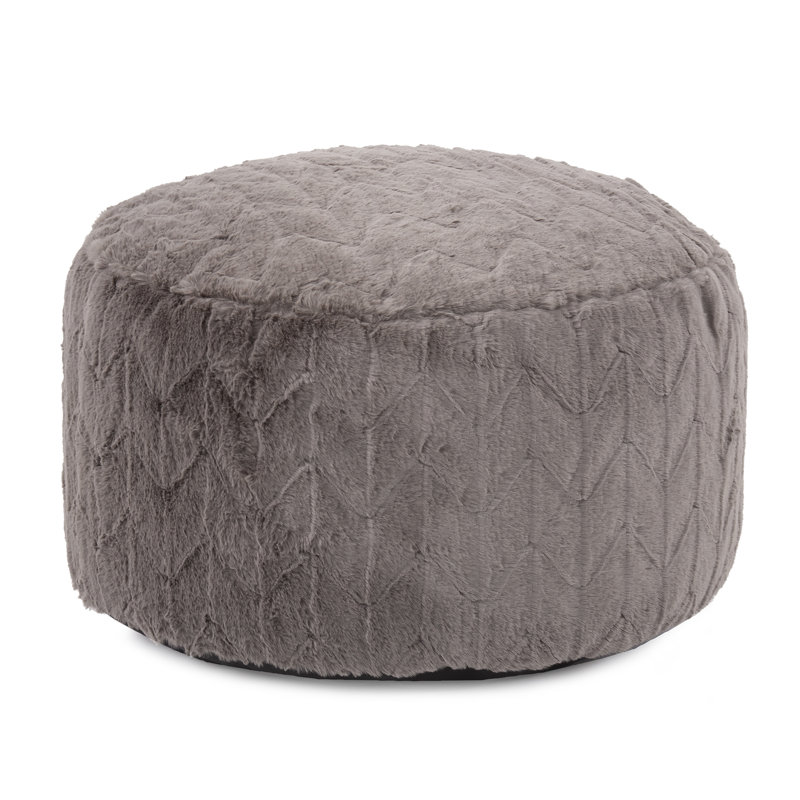 Upholstered Pouf, Angora Stone Polyester