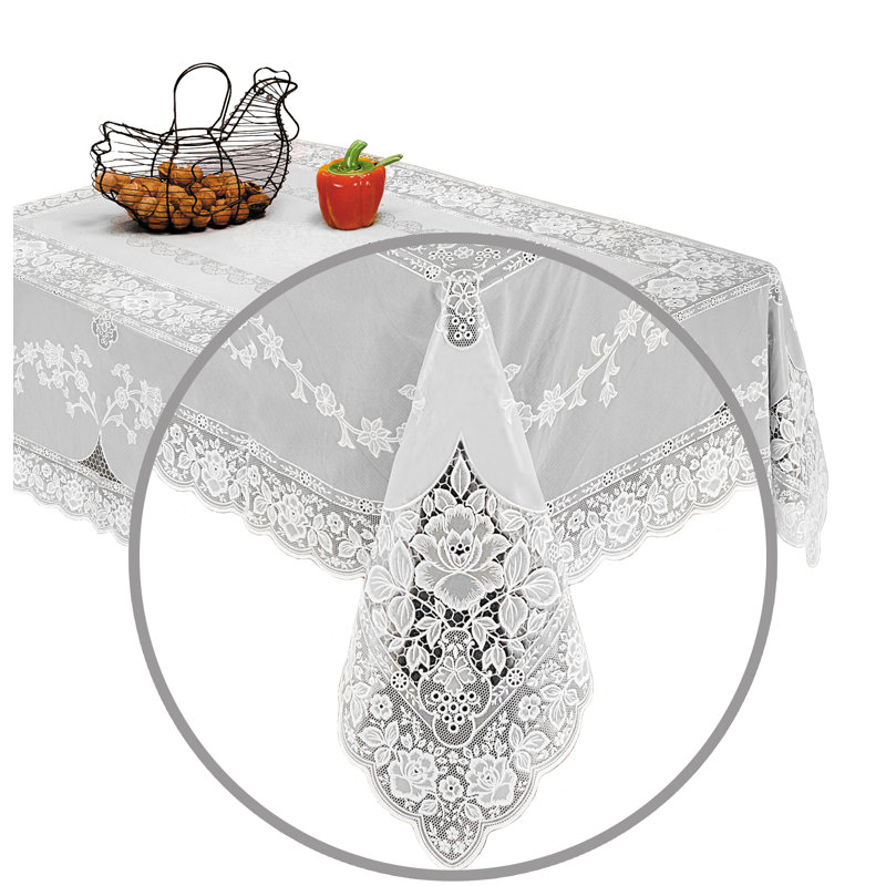 Nappe à motif floral en vinyle luxueux Mckinney, Blanc, L 120 po x l 60 po