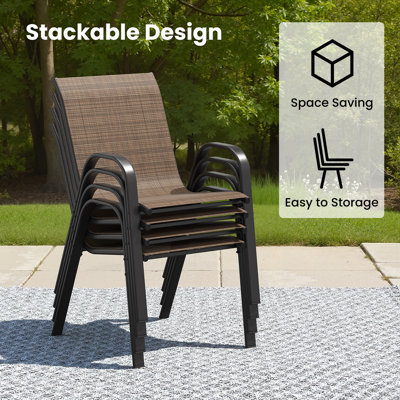 6 Person Outdoor Metal Dining Set With Swivel Chair