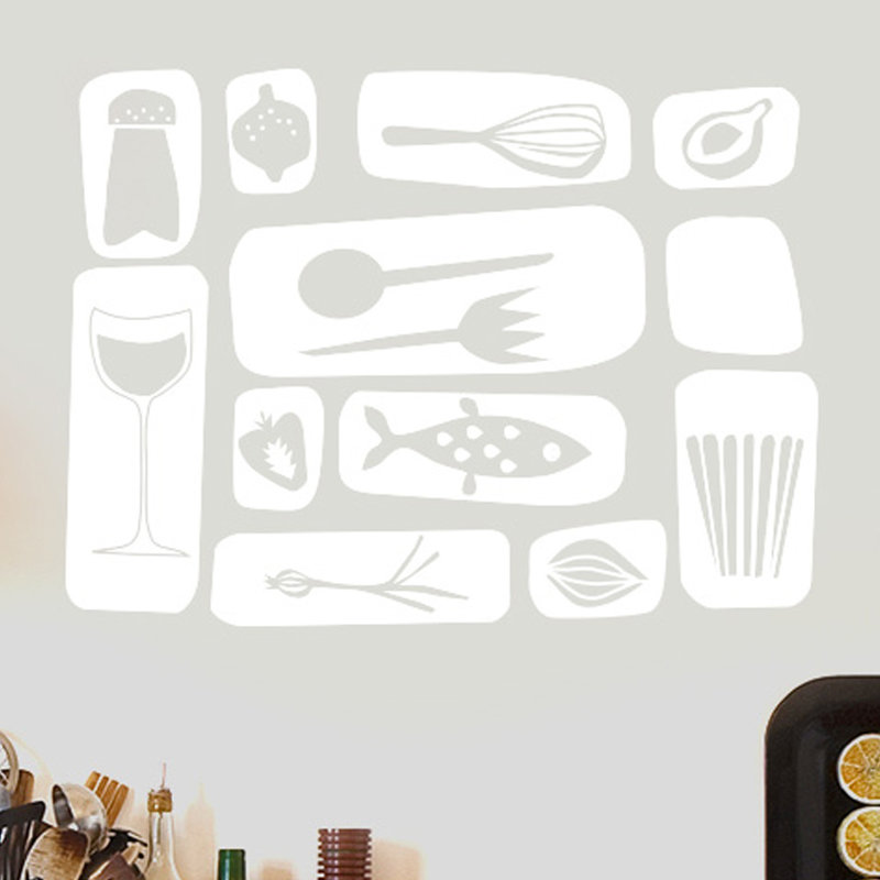 Kitchen Symbols Wall Sticker, Medium, White