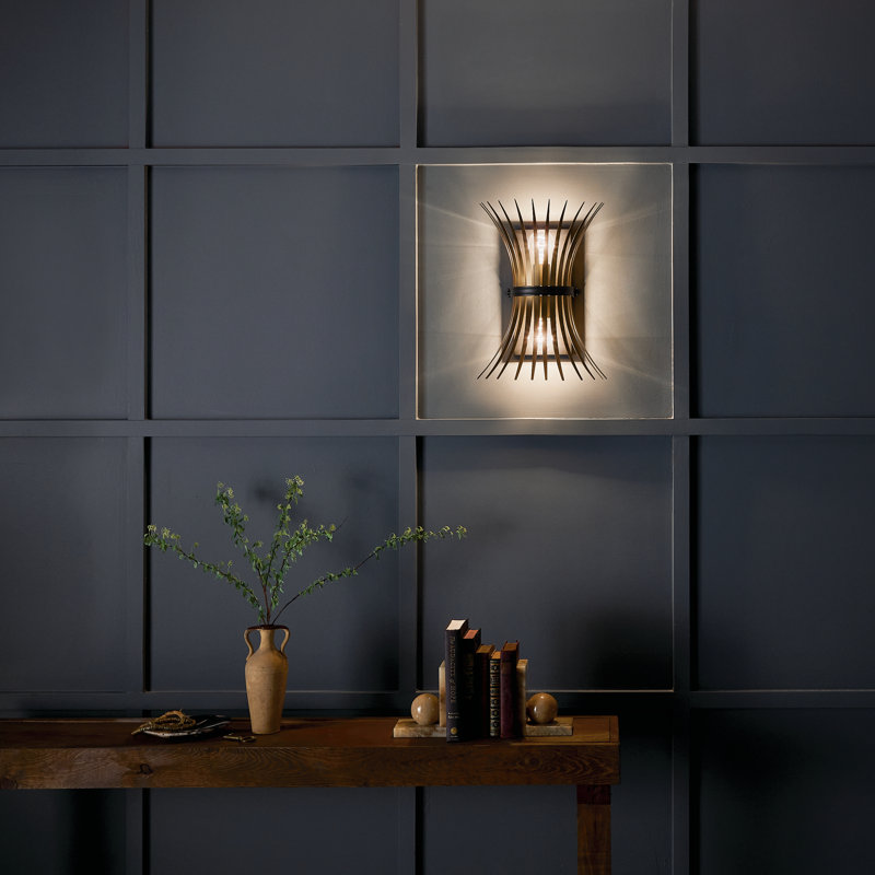 Applique murale 2 lumières 16,2 po Baile en laiton naturel et noir Baile, Laiton naturel