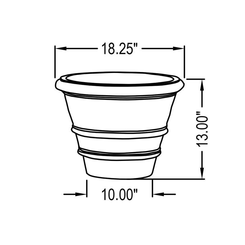 Handmade Planter, 17.5" H x 24" W x 24" D, Travertine