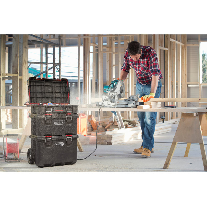 Black Resin Rolling Tool Box System with Modular Storage