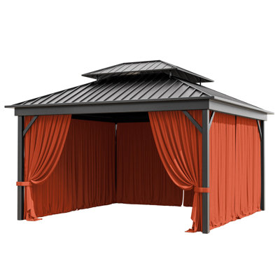 12X12 Ft. Outdoor Gazebo Curtains 4-Panels Polyester Side Wall For Gazebo, Only Curtains