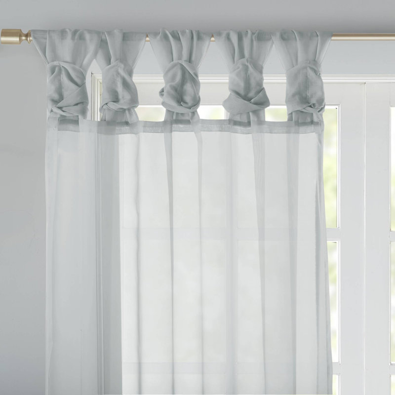 Lester Polyester Twisted Tab Voile Sheer Window Pair, Light Grey, 50" W x 84" L