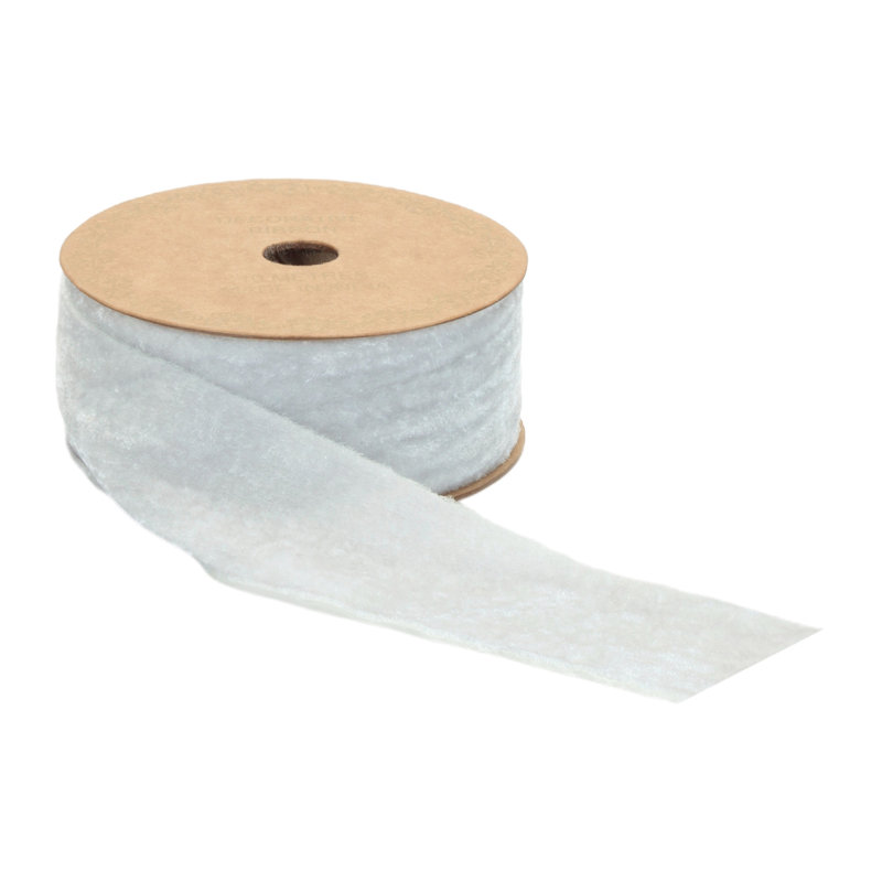 Raw Edge Velvet Ribbon, Silver, 2" H x 384" W x 2" D
