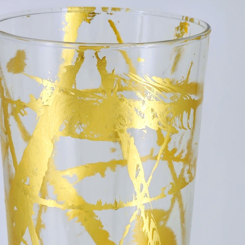 Vase conique en verre doré IRIS, Hauteur totale - 19,75 po, Transparent / Doré