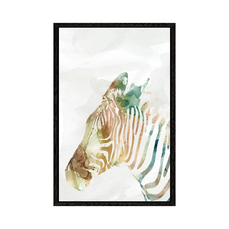 African Colours Zebra by Carol Robinson - Print on Canvas, Black Framed, 66.04 cm H x 45.72 cm W