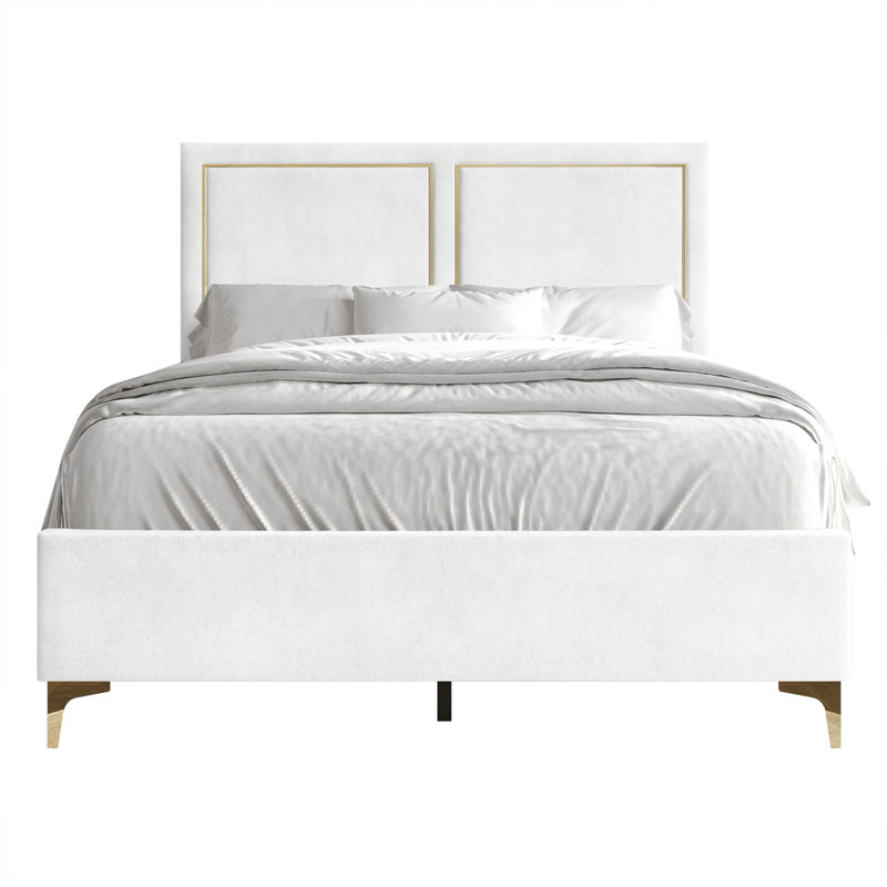 Lit tapissier standard Jerell, Double, Blanc