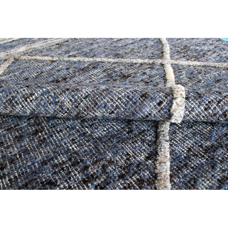 Moroccan Area Rug in Blue, Rectangle 9' x 12'