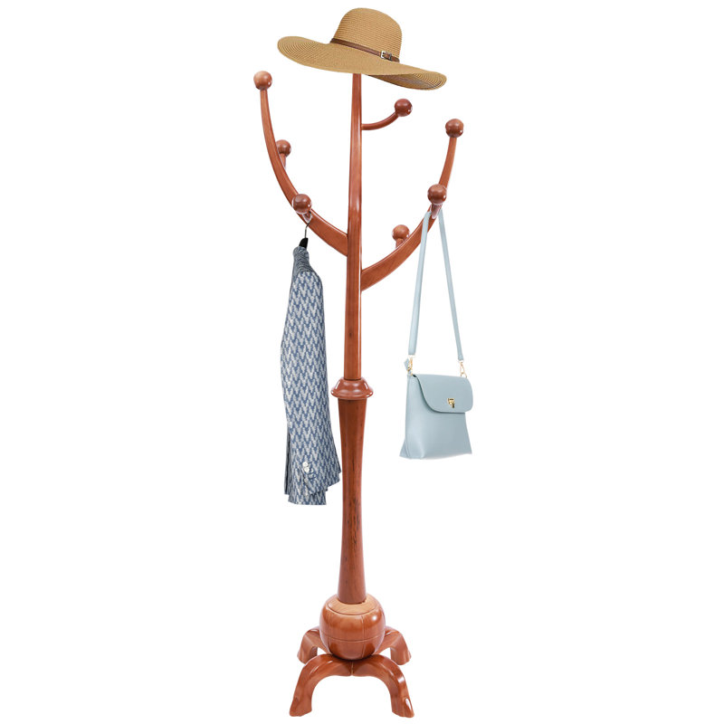 Freestanding Wooden Clothes Coat Rack, Teak Wood