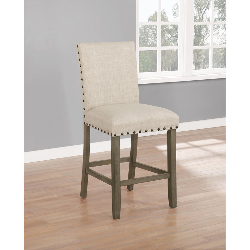 Nubar Upholstered Counter Stool with Solid Wood Frame
