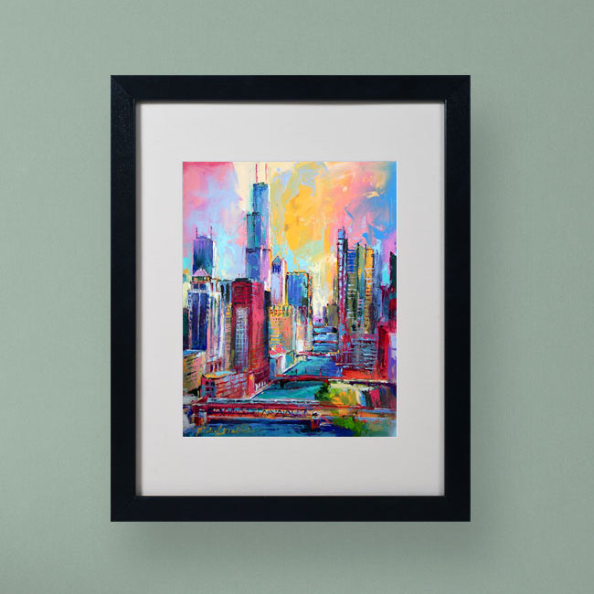 " Chicago 3 " by Richard Wallich, Black, 20" H x 16" W x 0.5" D
