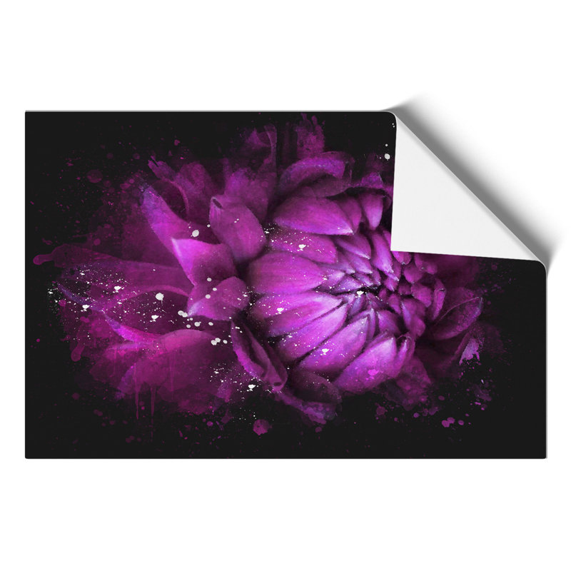 Purple Flower Paint Splash - Frameless Print, 21cm H x 30cm W x 0.1cm D