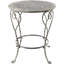 Table d'appoint en fer forgé style campagne française, 66 x 66 x 76 cm, finition argent vieilli, pieds torsadés et plateau rond idéal pour les plantes - Forme originale, finition soignée, convient aux terrasses