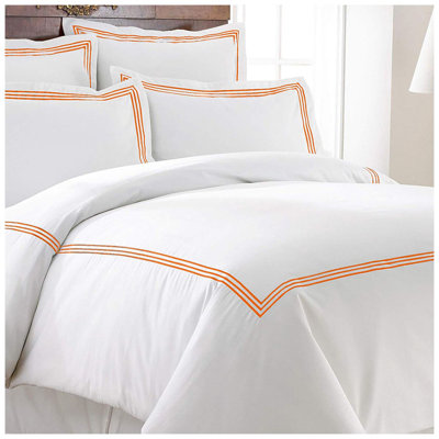 400TC Cotton Triple Embroidery Sateen Solid Duvet Cover Set