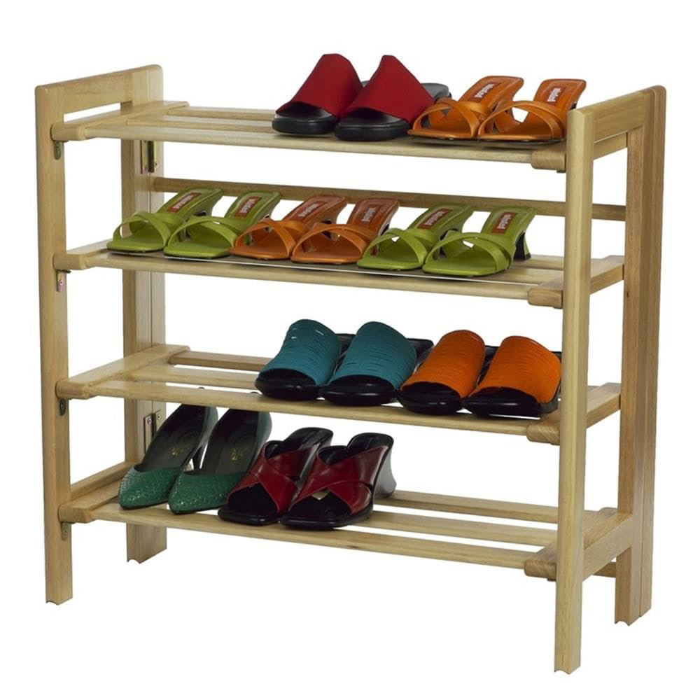 The Twillery Co.® Daisetta Beechwood 4-Tier Stackable Shoe Rack ...