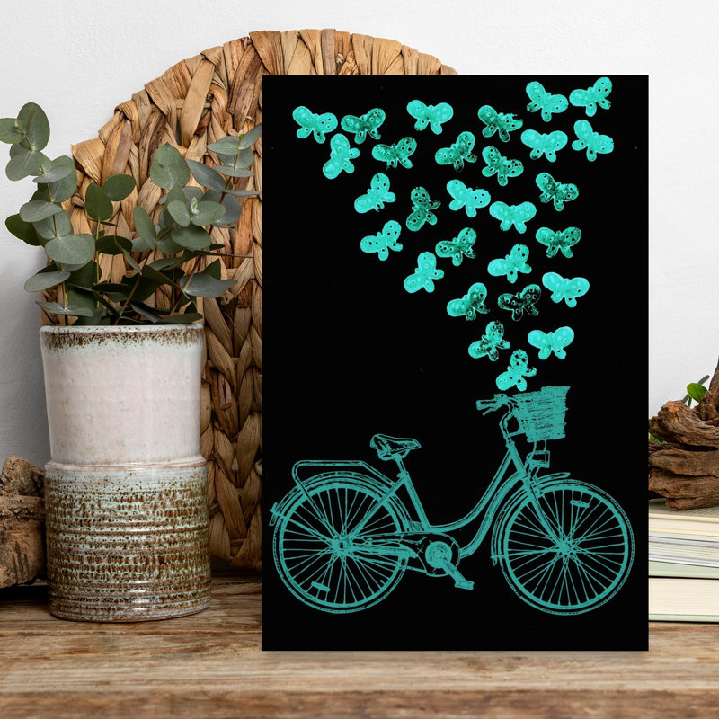 Papillons magiques de bicyclette éthéré sérénité rétro papillon, art mural nature, 18" H x 12" W