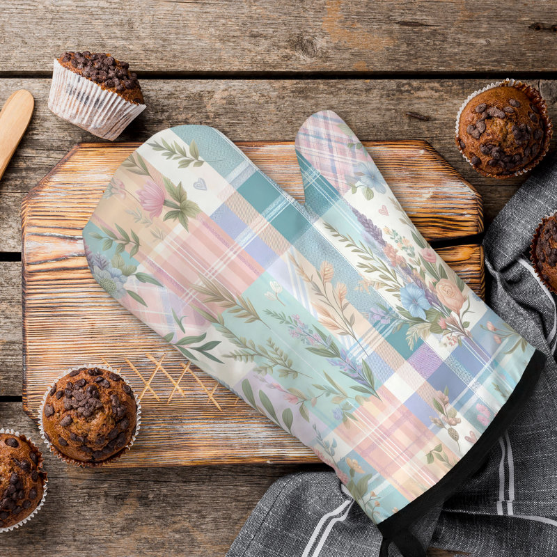Soft Grids Oven Mitt Cotton Twill