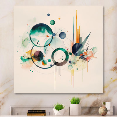 Art géométrique aquarelle multicolore VI - peinture sur toile