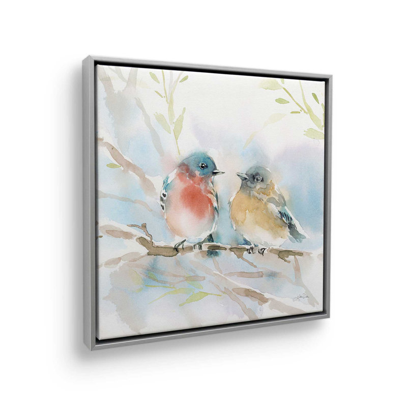 «Bluebird pair in Spring» par Katrina Pete - reproduction d'art sur toile tendue, H 12 po x l 12 po, Toile encadrée