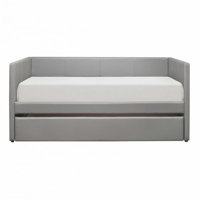 Faux Leather Upholstered Contemporary Daybed with Trundle