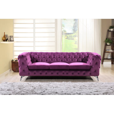 Khan 88.58'' Velvet Sofa