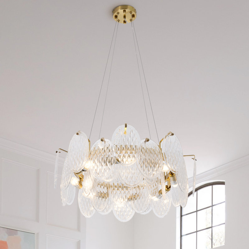 Lustre à intensité variable à 3 lumières de luxe moderne avec détails en cristal