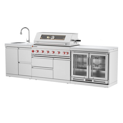 Barbecue de cuisine d'extérieur en acier inoxydable 304 avec armoire de rangement et armoire de rangement 4,1 Pi. Réfrigérateur