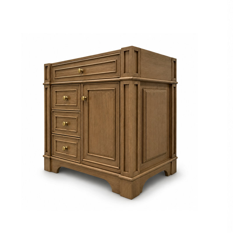Comptoir de meuble-lavabo en noyer clair de 36 po x P 21 po avec plateau simple encastré Sarena, 36, Sarena