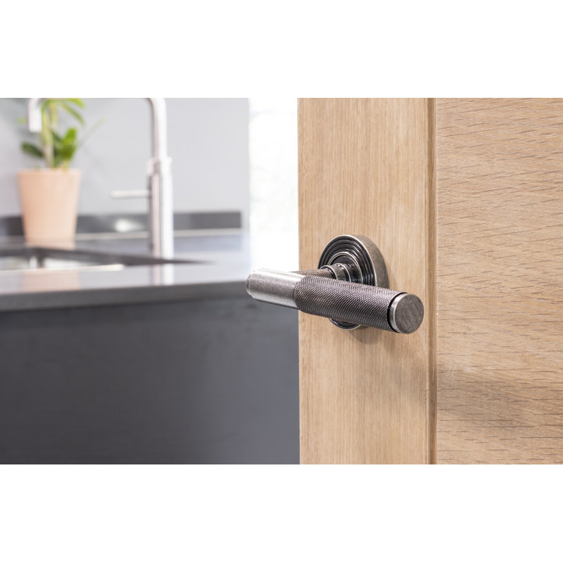 Brompton Lever on Rose Set (Beehive), Pewter Patina