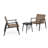Modern Outdoor Chat Set: 2 PE Rattan Chairs + Black Steel & Tempered Glass Side Table – Durable & Stylish