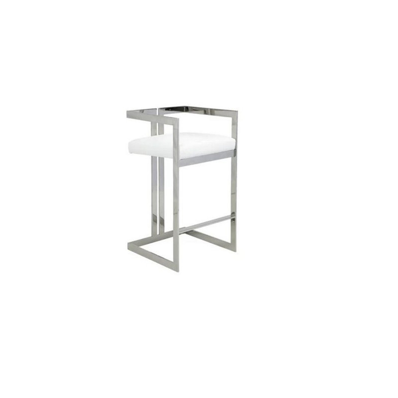 Steel Accent Stool, Chrome, White