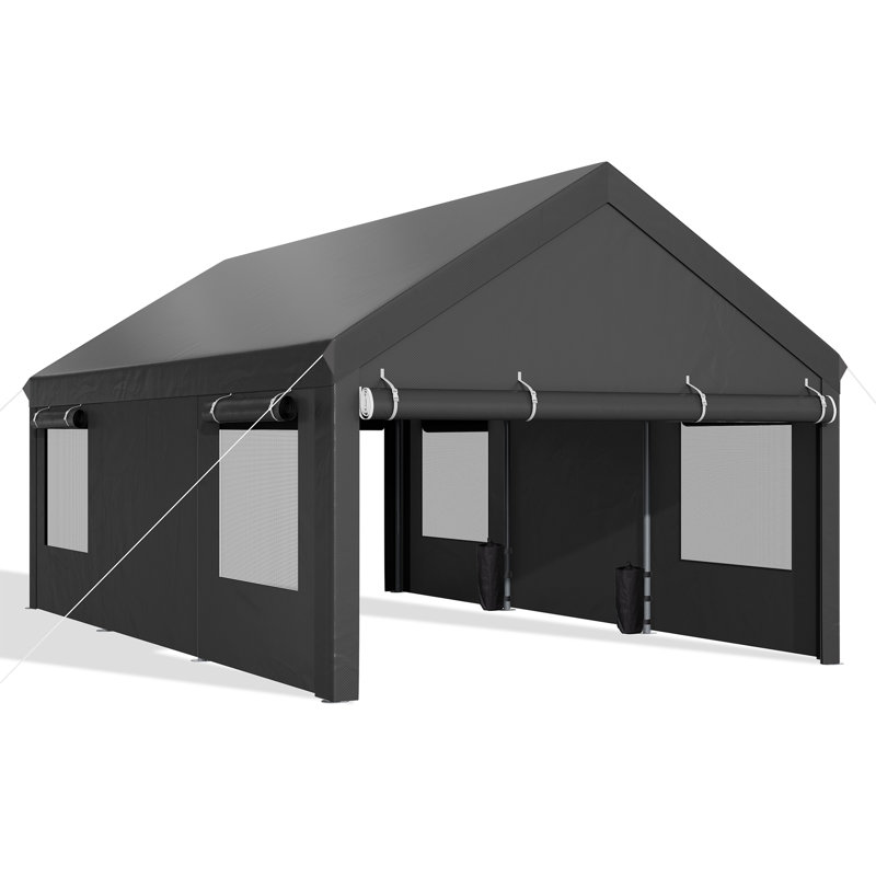 10 pi. L 20 pi. D Abri d'auto portatif robuste, Gris