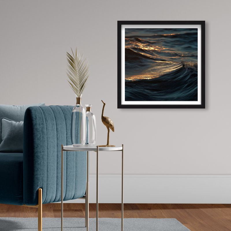 Sunset Sea I Print by Oliver Gal, 21.5" H x 21.5" W, Black Shadowbox