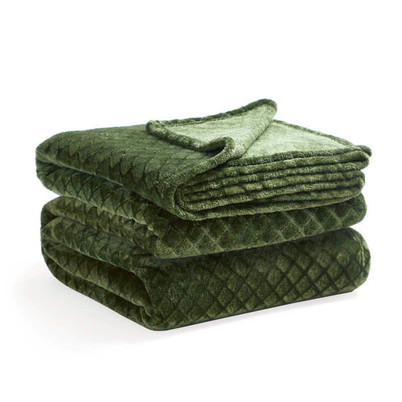 Literie en flanelle Atka Diamond, Très grand simple, Vert