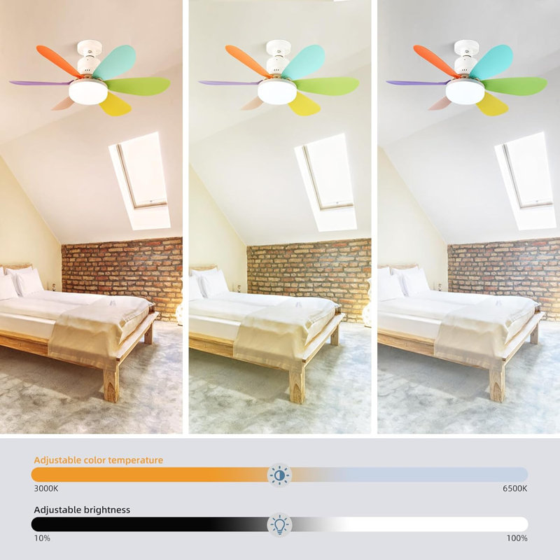 20.5'' Blades LED Ceiling Fan with Light Kit Socket Fan Light with Remote, Polished/Green